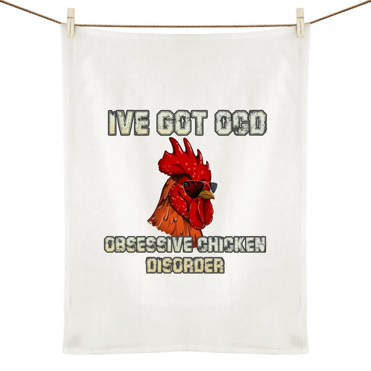 Obsessive chicken disorder  Linen Tea Towel